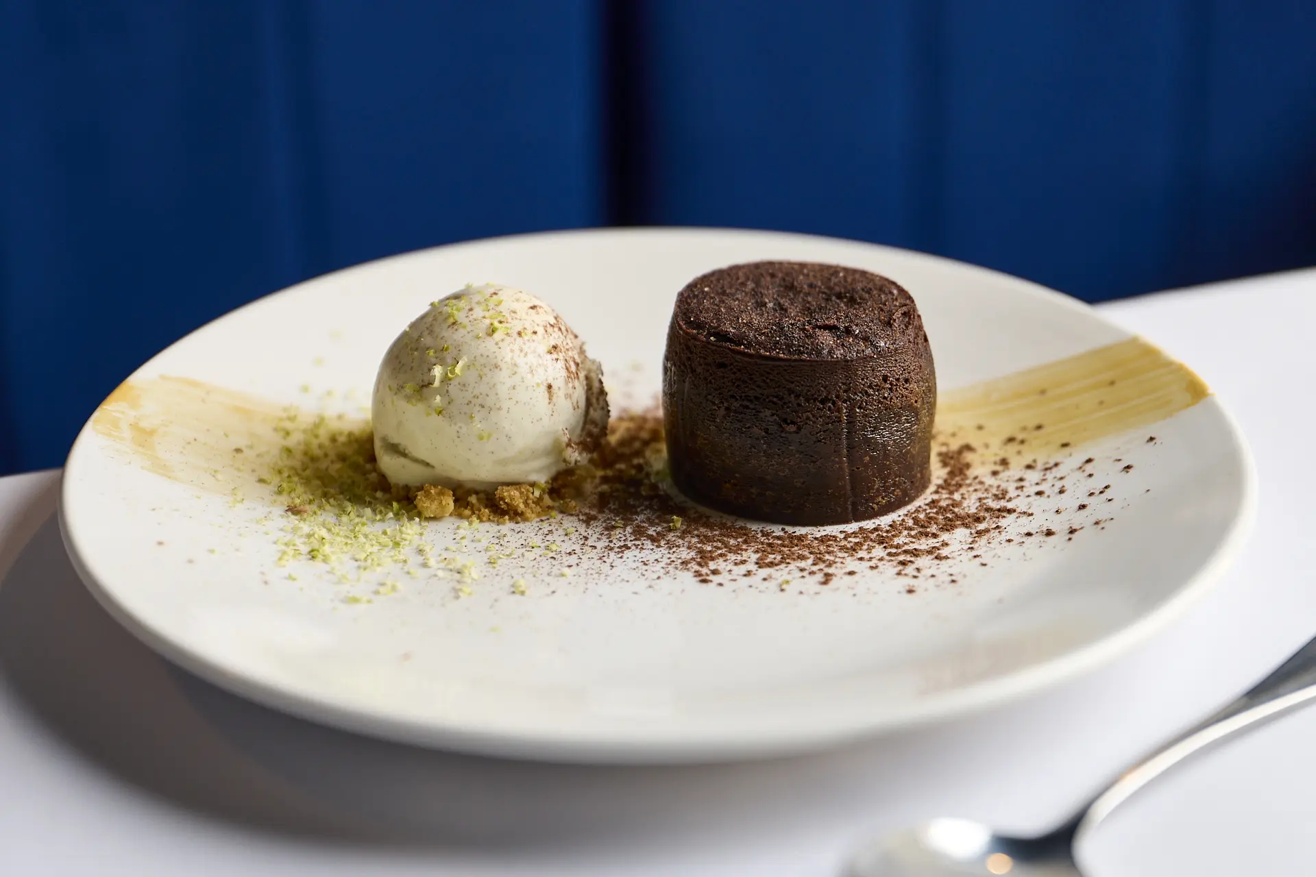 Chocolate fondant with vanilla ice cream at Bistro De Paris